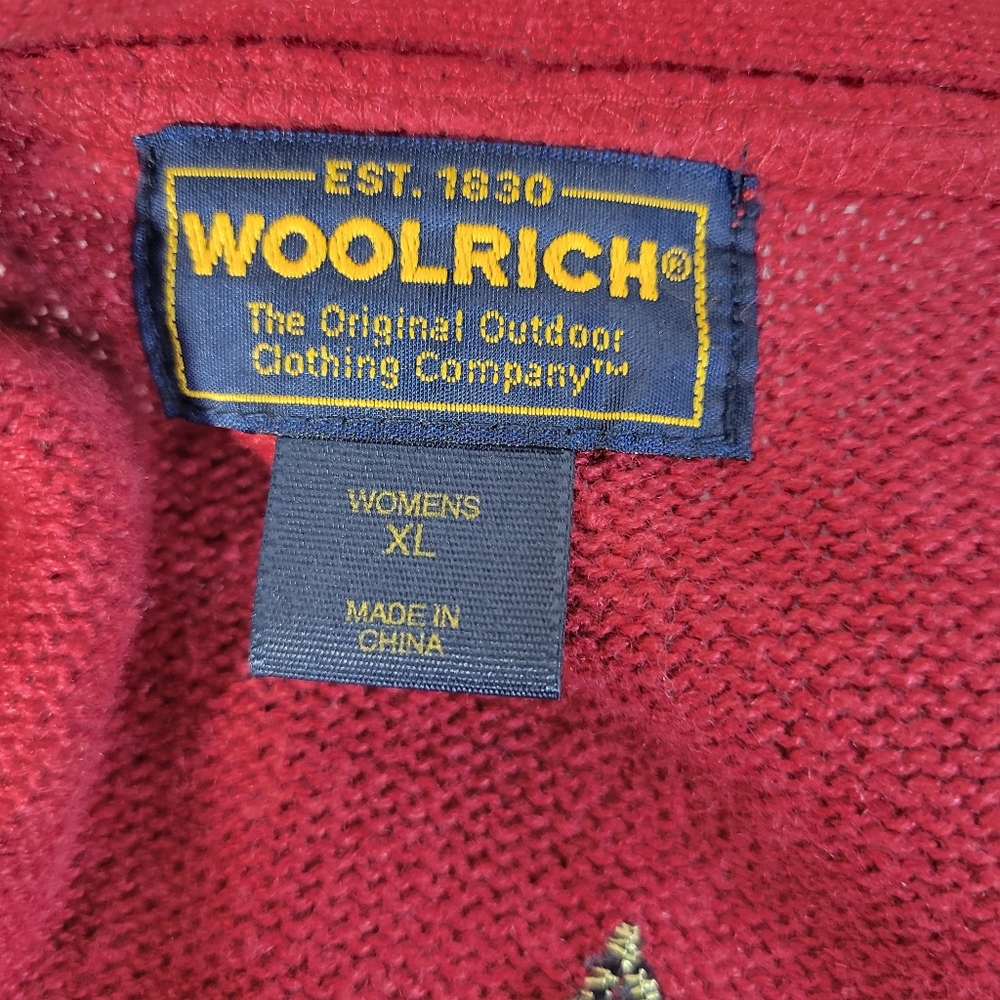 Womens Woolrich Sleeveless Christmas sweater Ruby Red size XL Cotton Wool Blend - Picture 8 of 10